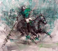 Zahid Saleem, 30 x 36 Inch, Acrylic on Canvas, Polo Painting, AC-ZS-217